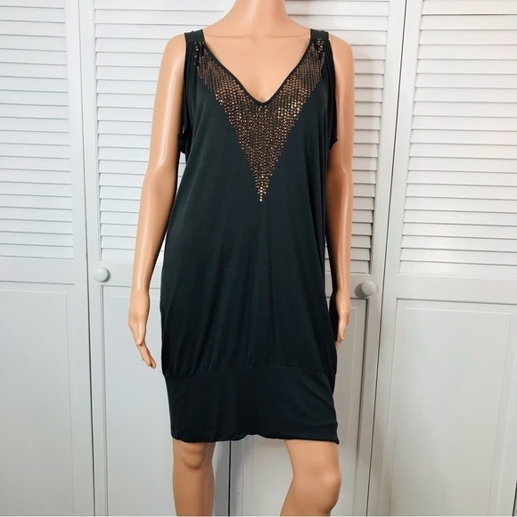 EXPRESS Dark Gray Sleeveless Draped Dress Size Large - Picture 1 of 8